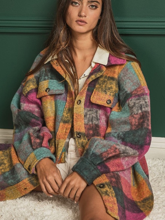 Anniewear Jackets & Blazers - NWT Anniewear Multicolor Plaid Shacket Jacket